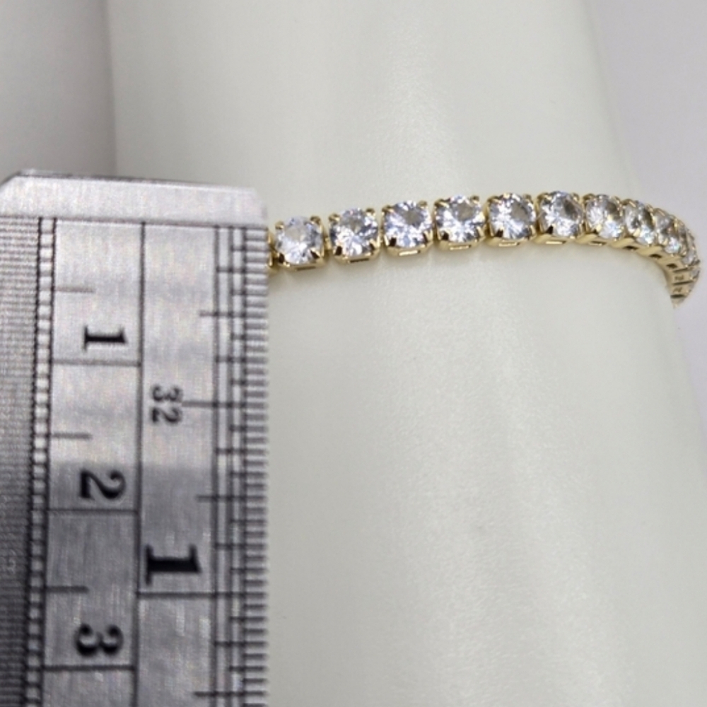 Swarovski Crystal Elements Gold Slide Bracelet Round Clear Crystals Prom Casual - Picture 4 of 7